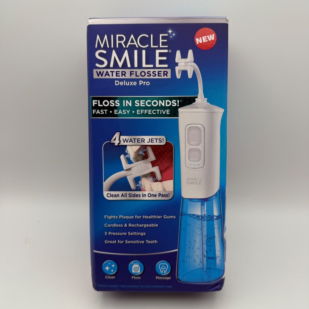 Miracle Smile Water Flosser Deluxe Pro Cordless Rechargeable New‎ Open Box